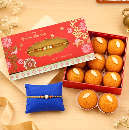 designer Rakhis+sweets