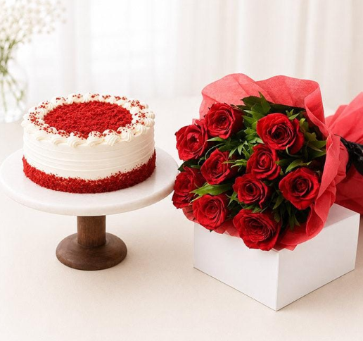 Velvet Passion Red Roses & Red Velvet Cake Hamper