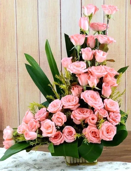 Pink Delight Rose Basket