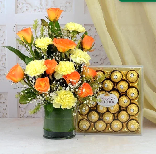 Warm Glow Rose & Chocolate Basket