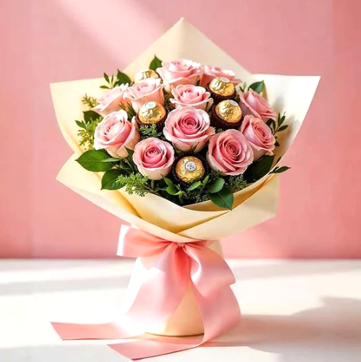 Sweet Romance Pink Rose & Rocher Combo
