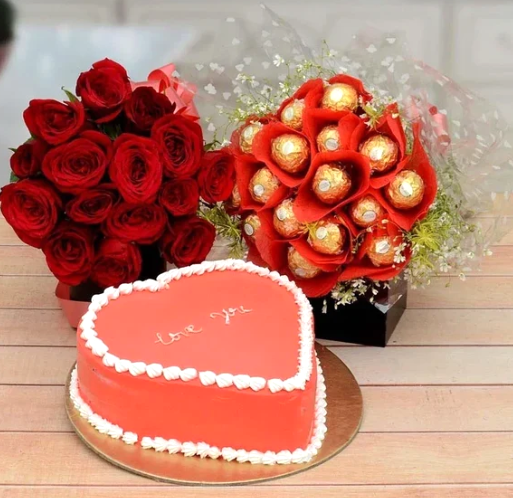 Classic Red Rose & Indulgent Rocher Cake Set