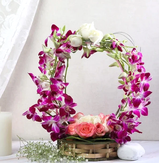 Vibrant Orchid & Pastel Rose Baske