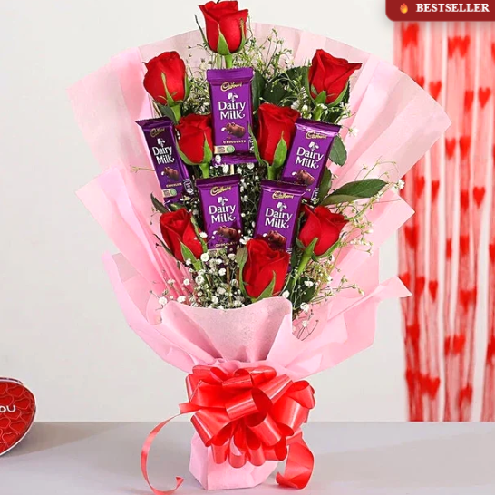 Crimson Delight Rose & Cadbury Combo