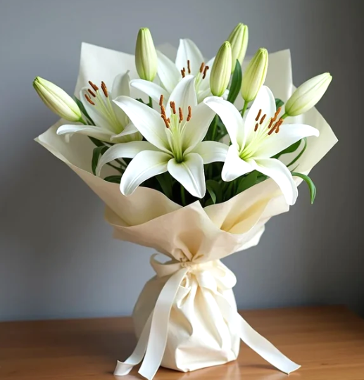 Celestial Radiance White Lily Bunch