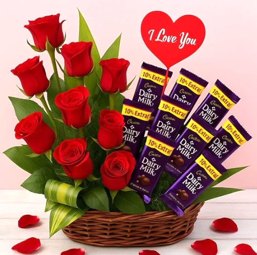 Radiant Red Rose & Chocolate Hamper