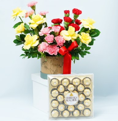 Radiant Joy Rose, Carnation & Rocher Celebration