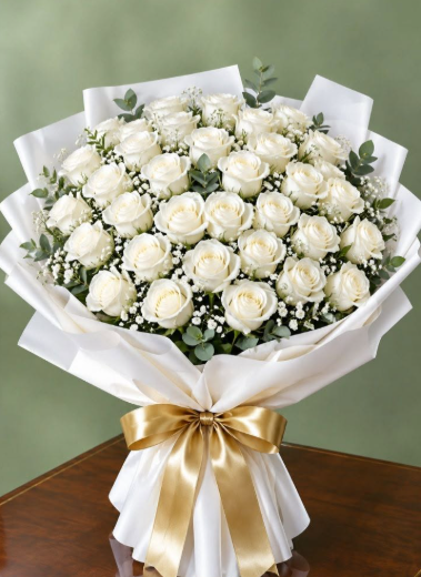 Serene Harmony 30 White Rose Bouquet